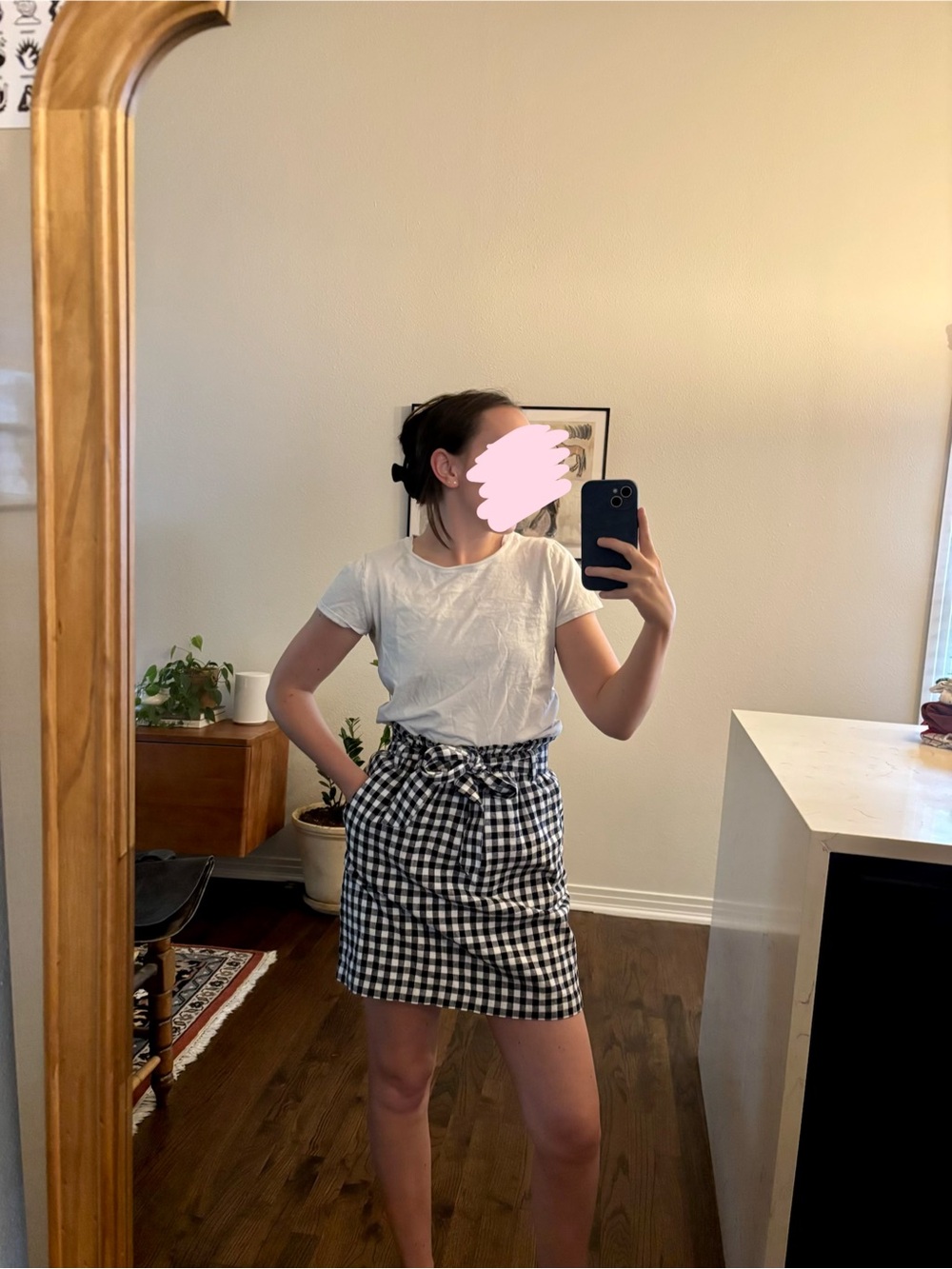 J. Crew Blue and White Gingham Paper Bag Mini Skirt XXS/XS/Small